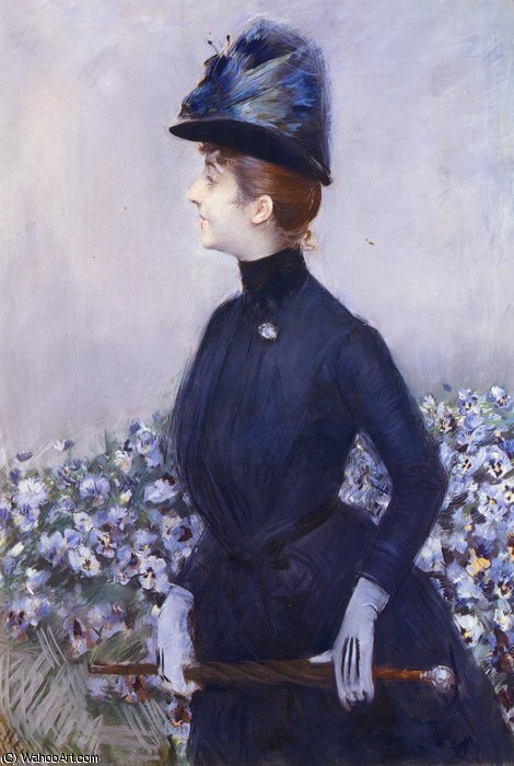 WikiOO.org - Encyclopedia of Fine Arts - Målning, konstverk Paul Cesar Helleu - La femme aux fluers