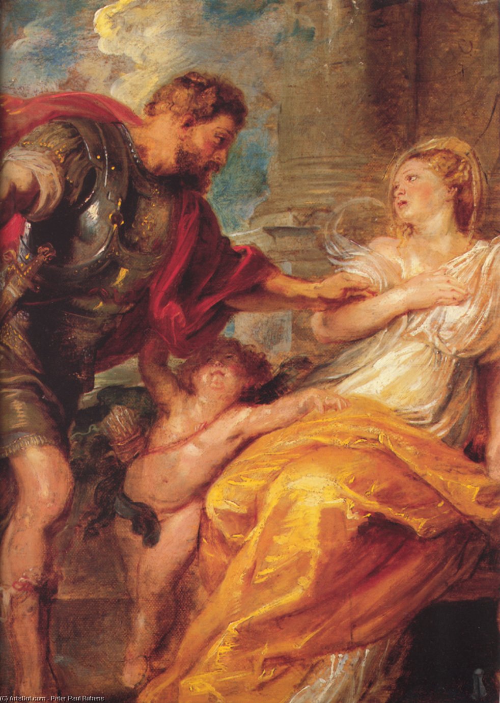 Wikioo.org – La Enciclopedia de las Bellas Artes - Pintura, Obras de arte de Peter Paul Rubens - Marte asícomo  rea silvia  Detalle