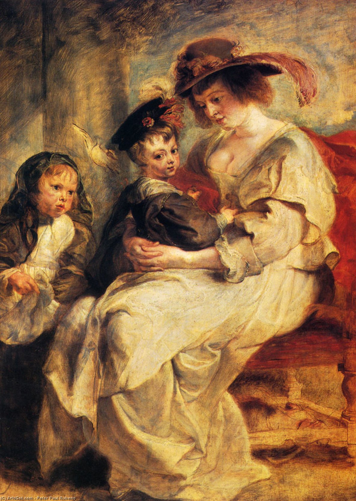 Wikioo.org - The Encyclopedia of Fine Arts - Painting, Artwork by Peter Paul Rubens - Helene fourment with two of her children claire jeanne and francois