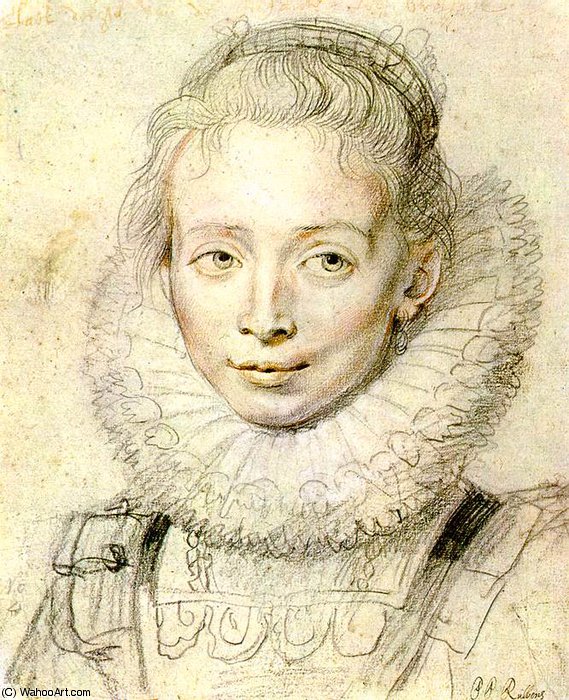Wikioo.org - The Encyclopedia of Fine Arts - Painting, Artwork by Peter Paul Rubens - Portrait of a Chambermaid Chalk