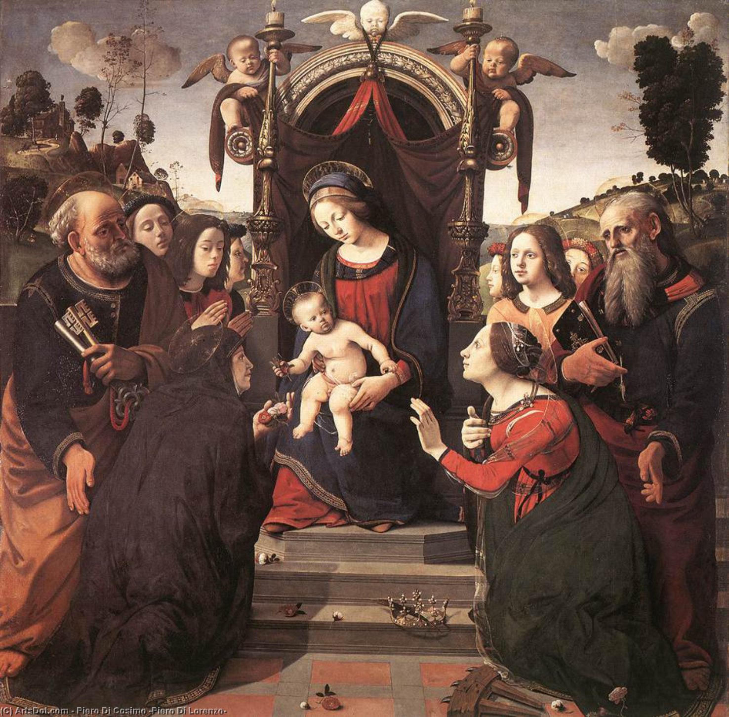 Wikioo.org - Bách khoa toàn thư về mỹ thuật - Vẽ tranh, Tác phẩm nghệ thuật Piero Di Cosimo (Piero Di Lorenzo) - Mystical Marriage of St Catherine of Alexandria