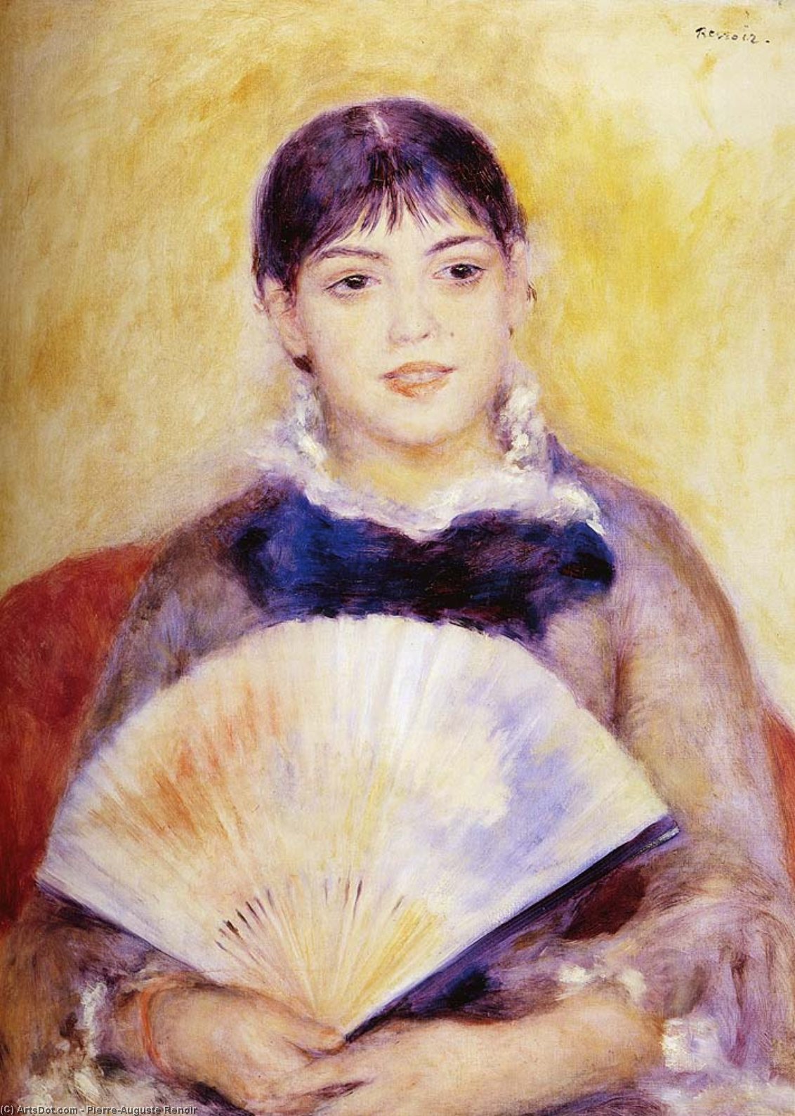WikiOO.org - Encyclopedia of Fine Arts - Malba, Artwork Pierre-Auguste Renoir - Girl With A fan