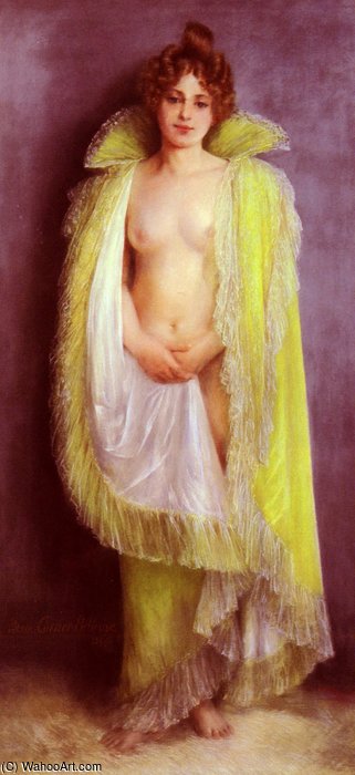 WikiOO.org - Enciclopédia das Belas Artes - Pintura, Arte por Albert Ernest Carrier Belleuse - Femme en deshabillee verte