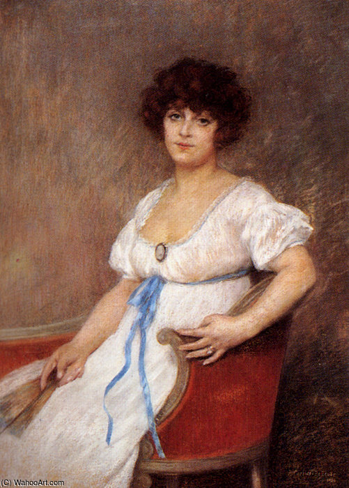 WikiOO.org – 美術百科全書 - 繪畫，作品 Albert Ernest Carrier Belleuse -  肖像 坐在  女士