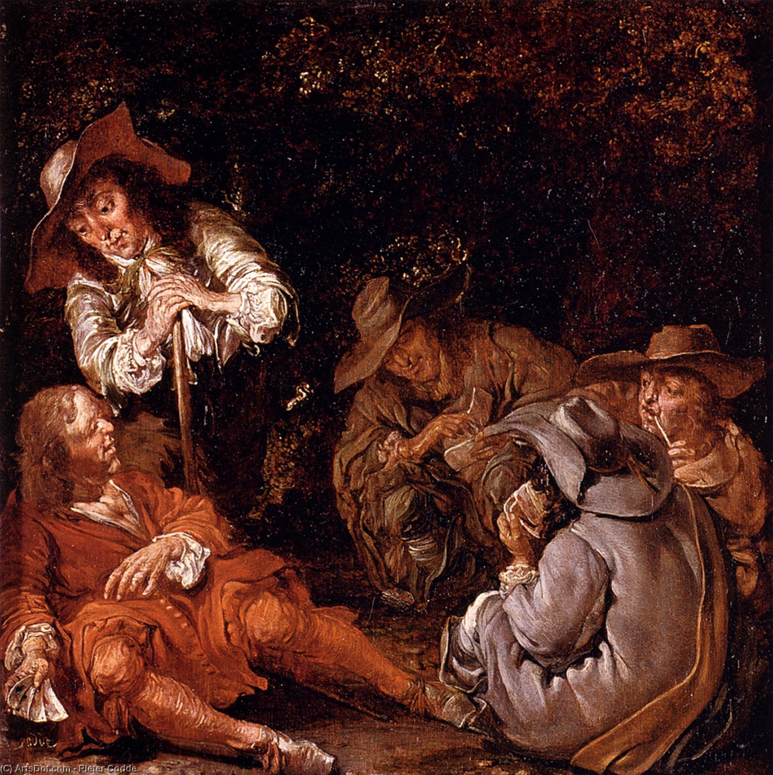Wikioo.org - The Encyclopedia of Fine Arts - Painting, Artwork by Pieter Jacobs Codde - Travelers resting on a path