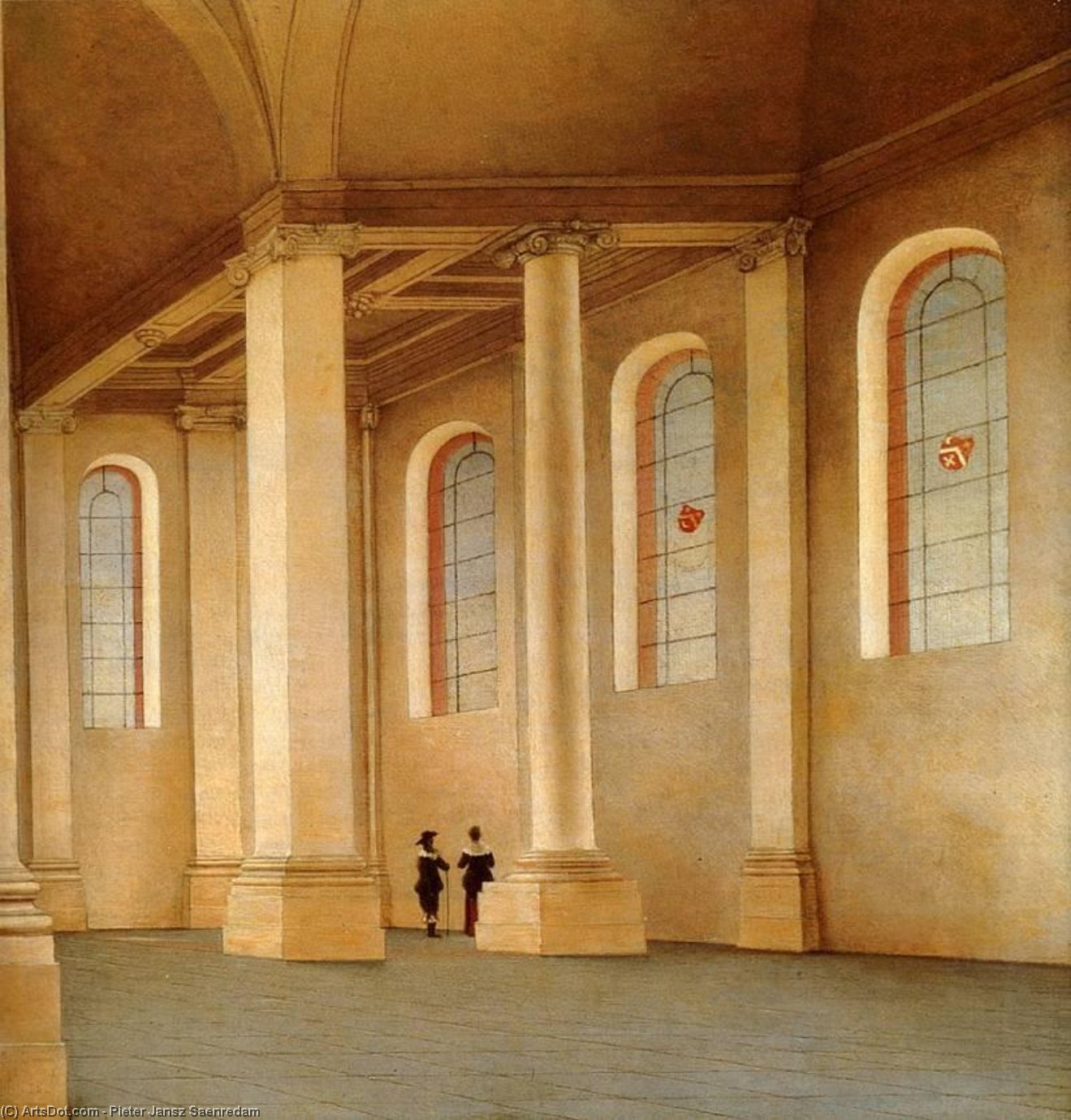 Wikioo.org - The Encyclopedia of Fine Arts - Painting, Artwork by Pieter Jansz Saenredam - Haarlem the interior of the nieuwe kerk seen from the south west