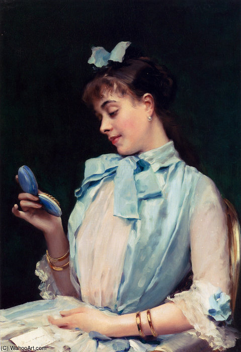 Wikioo.org - The Encyclopedia of Fine Arts - Painting, Artwork by Raimundo De Madrazo Y Garreta - Garretta raimundo de portrait of aline mason in blue