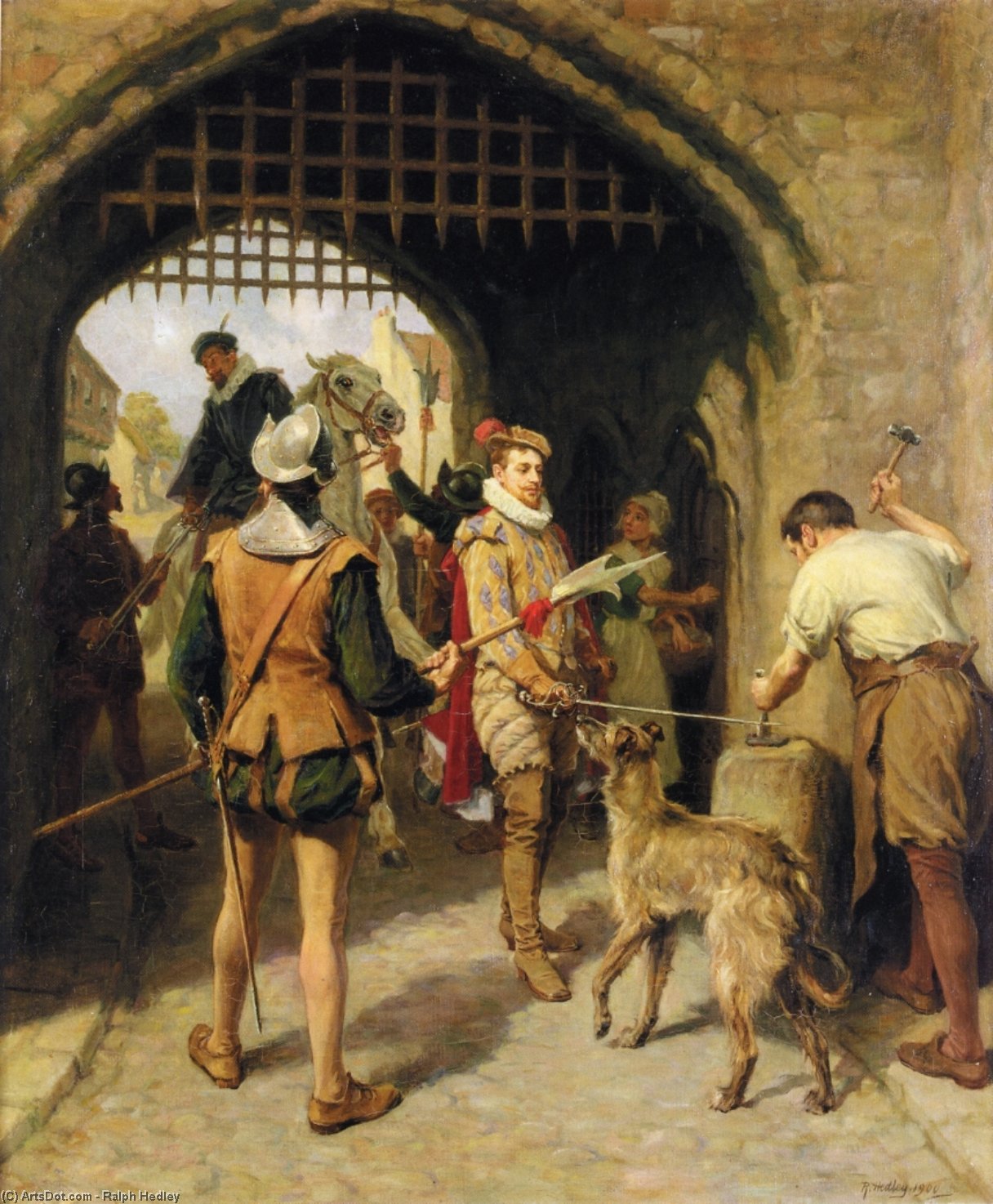 Wikioo.org - The Encyclopedia of Fine Arts - Painting, Artwork by Ralph Hedley - The city gate
