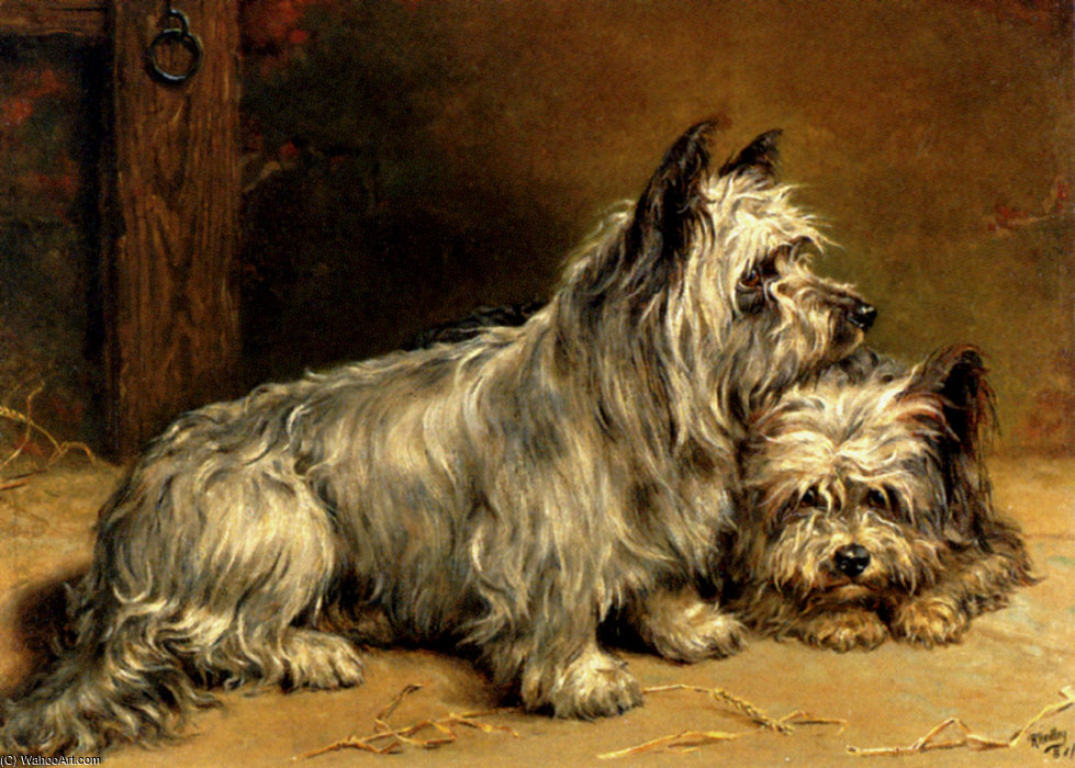 Wikioo.org - The Encyclopedia of Fine Arts - Painting, Artwork by Ralph Hedley - Two terriers