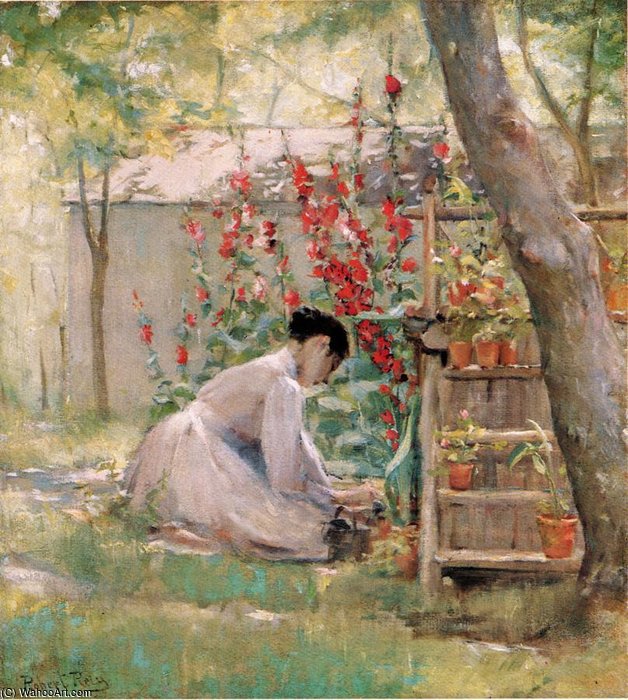 Wikioo.org - The Encyclopedia of Fine Arts - Painting, Artwork by Robert Lewis Reid - Tending the Garden