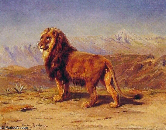 Wikioo.org - The Encyclopedia of Fine Arts - Painting, Artwork by Rosa Bonheur - Lion in a Landscape