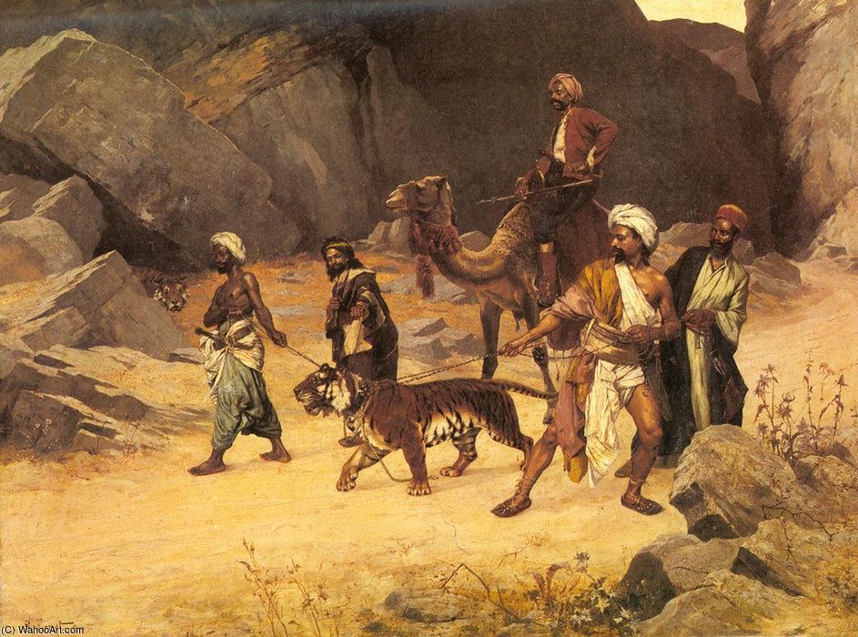WikiOO.org – 美術百科全書 - 繪畫，作品 Rudolph Ernst - 老虎 打猎
