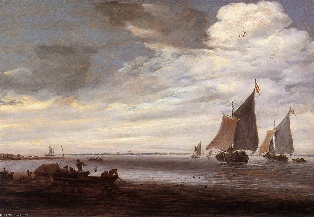 Wikioo.org - The Encyclopedia of Fine Arts - Painting, Artwork by Salomon Van Ruysdael - River Scene2