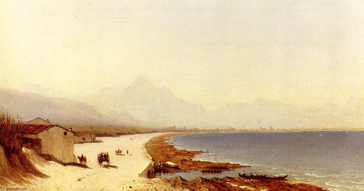 Wikioo.org - The Encyclopedia of Fine Arts - Painting, Artwork by Sanford Robinson Gifford - The Road by the Sea Palermo Italy