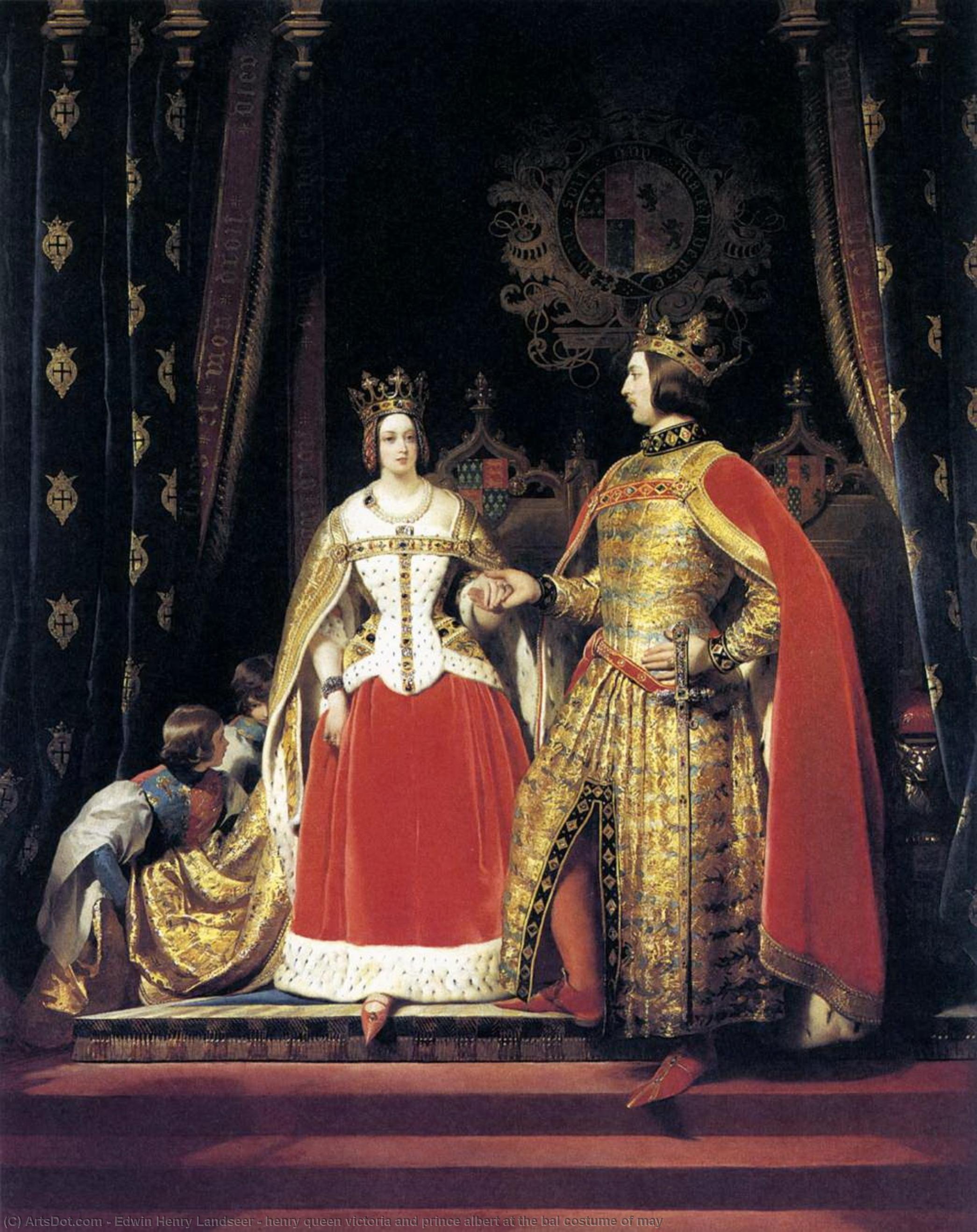 Wikioo.org - The Encyclopedia of Fine Arts - Painting, Artwork by Edwin Henry Landseer - henry queen victoria and prince albert at the bal costume of may