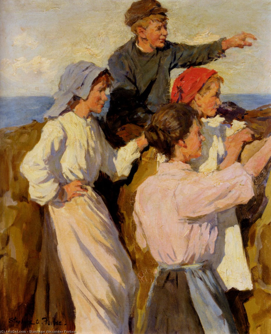 WikiOO.org - Encyclopedia of Fine Arts - Maalaus, taideteos Stanhope Alexander Forbes - Study for the fleet in sight