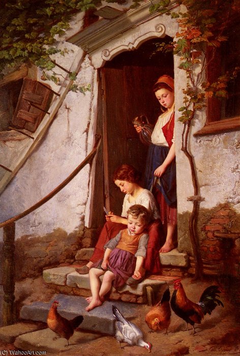 WikiOO.org - Encyclopedia of Fine Arts - Maleri, Artwork Theodore Gerard - The farmers children
