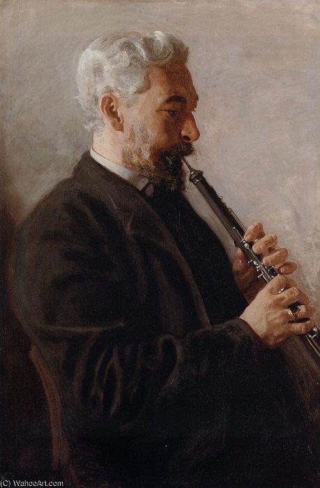 WikiOO.org - Encyclopedia of Fine Arts - Målning, konstverk Thomas Eakins - The Oboe Player aka Portrait of Benjamin