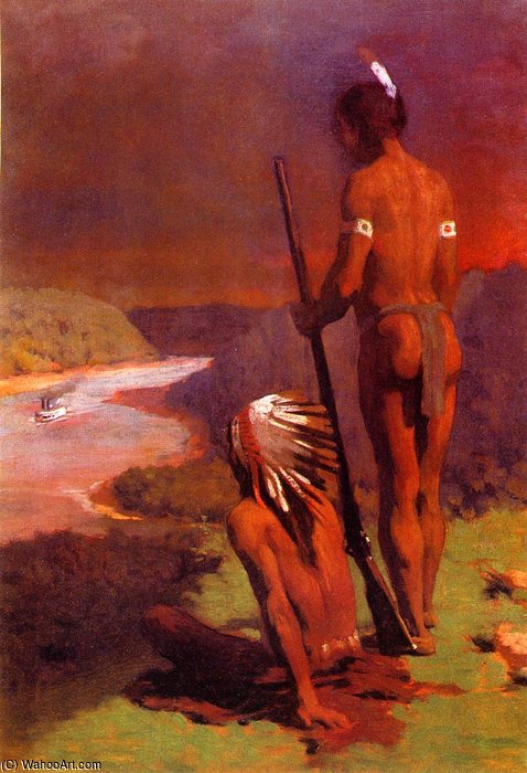 WikiOO.org - 백과 사전 - 회화, 삽화 Thomas Pollock Anshutz - Indians on the Ohio