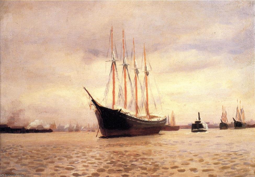 Wikioo.org - The Encyclopedia of Fine Arts - Painting, Artwork by Thomas Pollock Anshutz - On the Delaware at Tacony