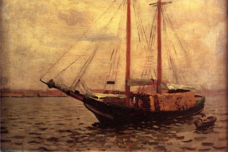 Wikioo.org - สารานุกรมวิจิตรศิลป์ - จิตรกรรม Thomas Pollock Anshutz - the lumber boat