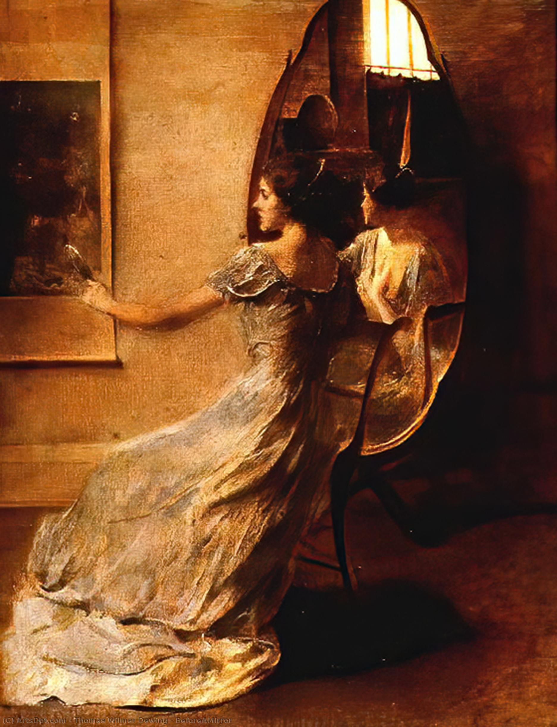 Wikioo.org - The Encyclopedia of Fine Arts - Painting, Artwork by Thomas Wilmer Dewing - BeforeAMirror