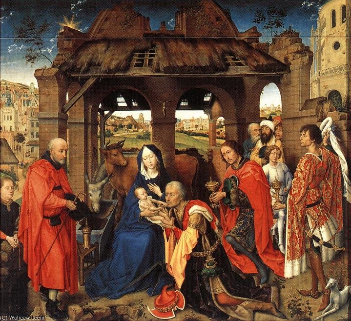 Wikoo.org - موسوعة الفنون الجميلة - اللوحة، العمل الفني Goswijn Van Der Weyden - Adoration of the Magi