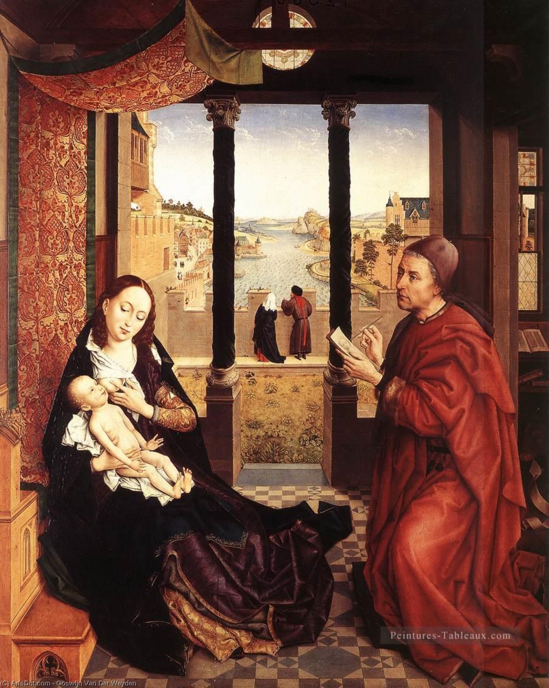 WikiOO.org – 美術百科全書 - 繪畫，作品 Goswijn Van Der Weyden -  st  卢克 绘图  一个  肖像  的  的  麦当娜