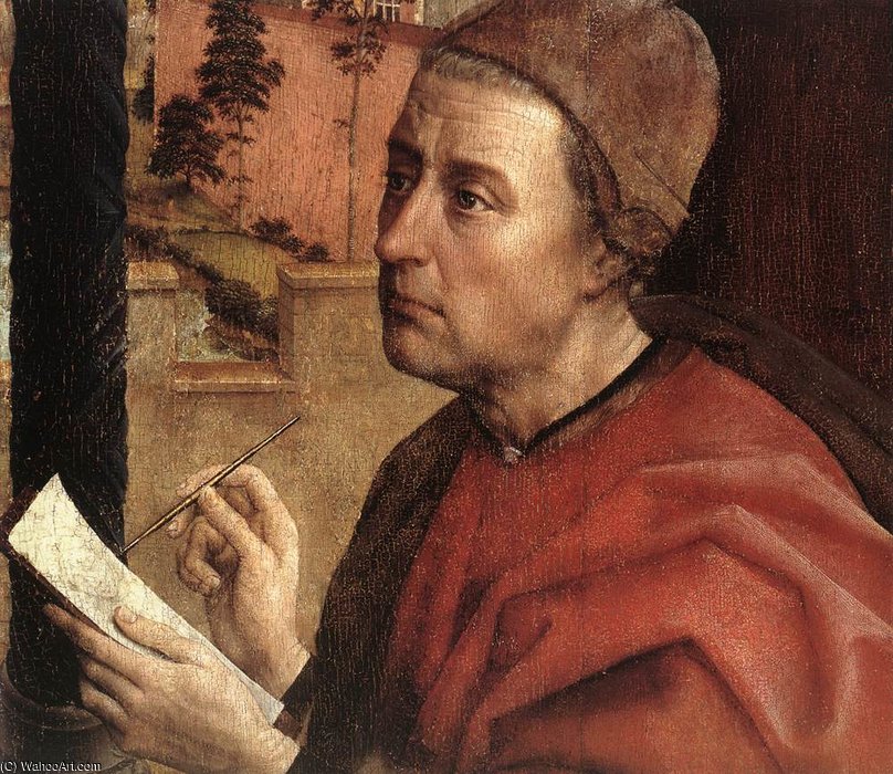 Wikioo.org – La Enciclopedia de las Bellas Artes - Pintura, Obras de arte de Goswijn Van Der Weyden - san lucas Dibujo de una Retrato de la Virgen detalle