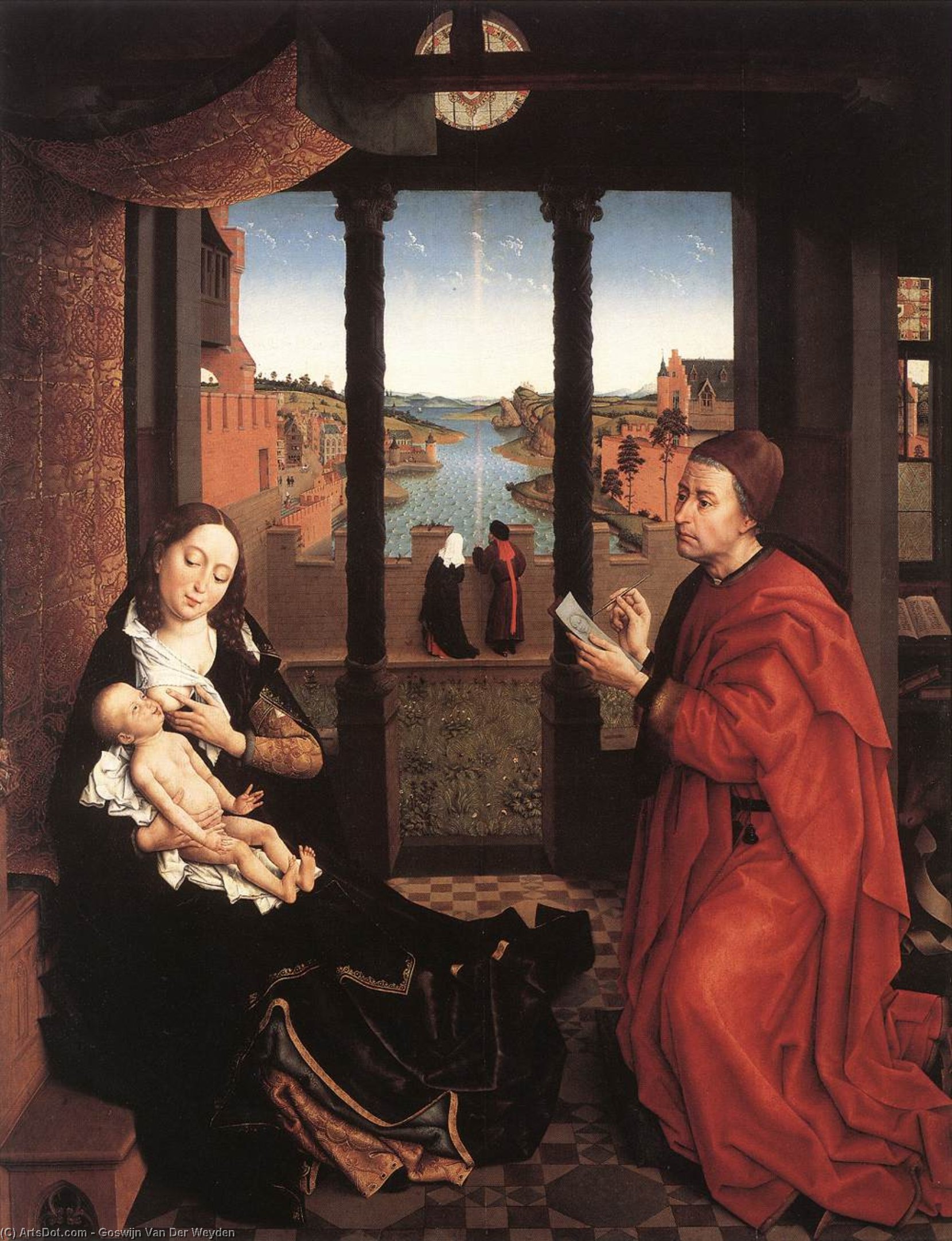 Wikioo.org - The Encyclopedia of Fine Arts - Painting, Artwork by Goswijn Van Der Weyden - St Luke Drawing a Portrait of the Madonna undated