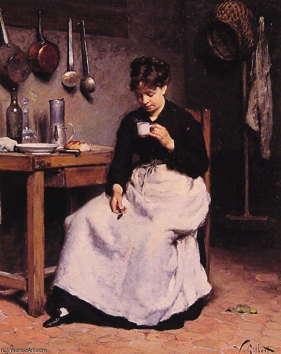 WikiOO.org - Enciclopedia of Fine Arts - Pictura, lucrări de artă Victor Gabriel Gilbert - A Cup of Coffee