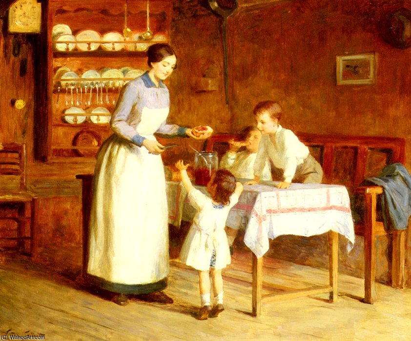 Wikioo.org - The Encyclopedia of Fine Arts - Painting, Artwork by Victor Gabriel Gilbert - Le gouter des enfants