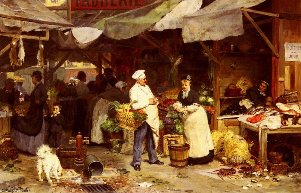 Wikioo.org - The Encyclopedia of Fine Arts - Painting, Artwork by Victor Gabriel Gilbert - Le marche de maubeuge