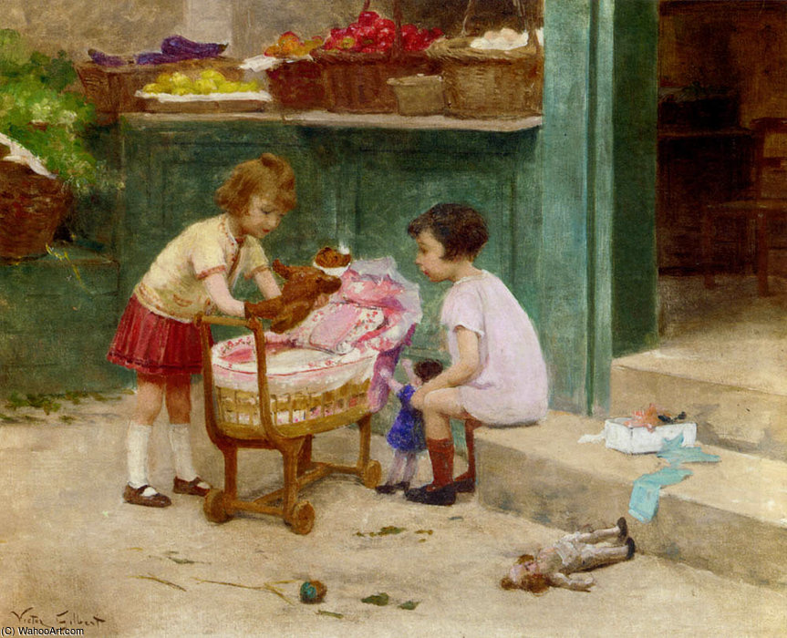 Wikioo.org – L'Encyclopédie des Beaux Arts - Peinture, Oeuvre de Victor Gabriel Gilbert - Le nounours préféré