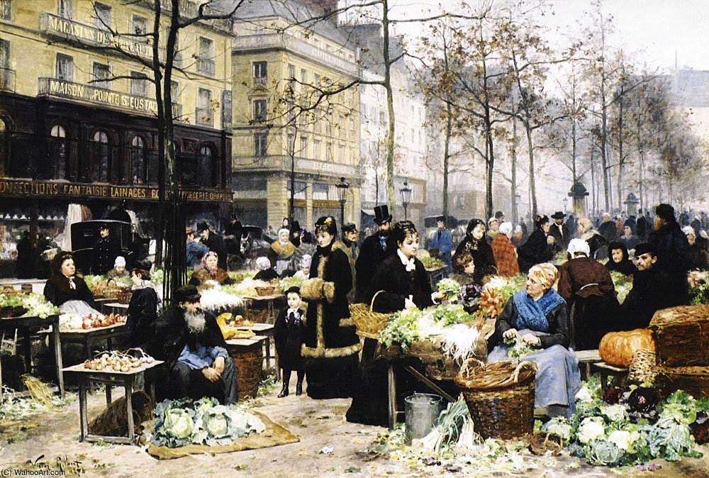 Wikioo.org - The Encyclopedia of Fine Arts - Painting, Artwork by Victor Gabriel Gilbert - Market day