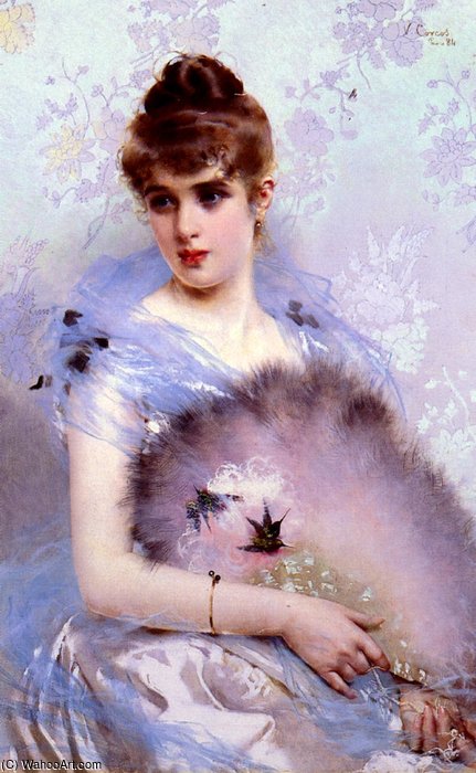 Wikioo.org - The Encyclopedia of Fine Arts - Painting, Artwork by Vittorio Matteo Corcos - The featherbed fan