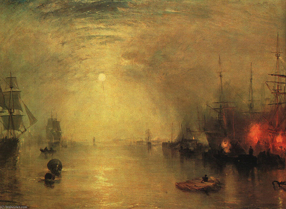 Wikioo.org - The Encyclopedia of Fine Arts - Painting, Artwork by William Turner - Keelman Heaving in Coals by Night