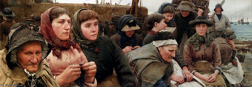 WikiOO.org - Güzel Sanatlar Ansiklopedisi - Resim, Resimler Walter Langley - Waiting for the boats