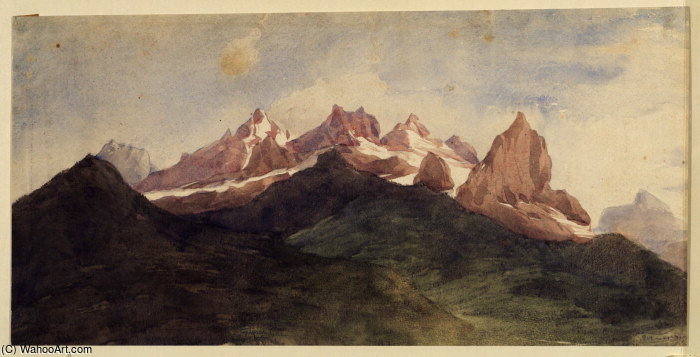 WikiOO.org - Güzel Sanatlar Ansiklopedisi - Resim, Resimler George Frederic Watts - Alpine landscape