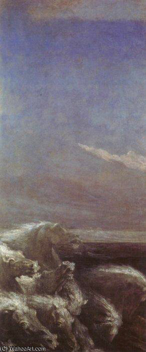 Wikioo.org – La Enciclopedia de las Bellas Artes - Pintura, Obras de arte de George Frederic Watts - Caballos de Neptuno-s