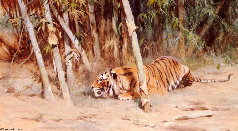 WikiOO.org – 美術百科全書 - 繪畫，作品 Friedrich Wilhelm Kuhnert - 一个捕食的狮子
