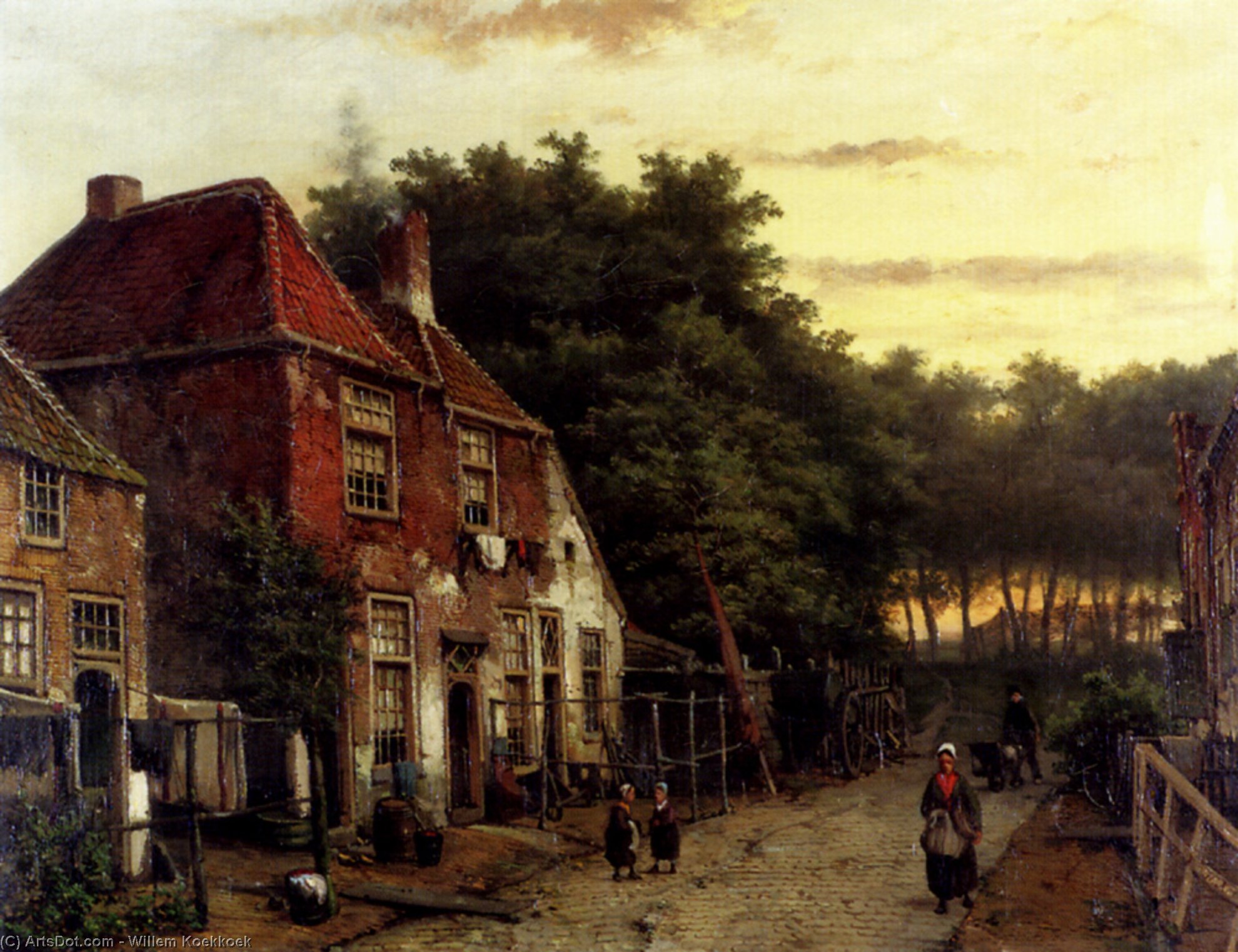 WikiOO.org - Encyclopedia of Fine Arts - Maalaus, taideteos Willem Koekkoek - Figures in a dutch street