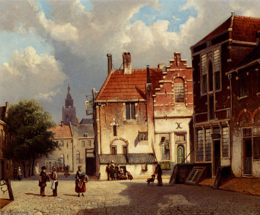 Wikioo.org - The Encyclopedia of Fine Arts - Painting, Artwork by Willem Koekkoek - Town square