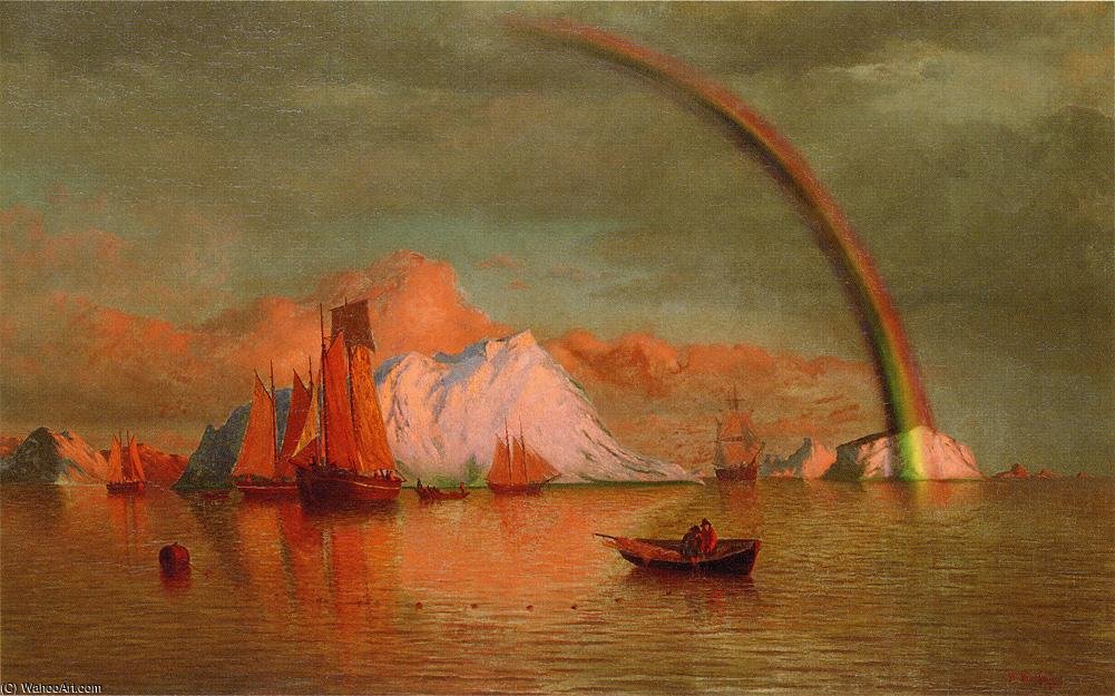 WikiOO.org - Güzel Sanatlar Ansiklopedisi - Resim, Resimler William Bradford - Arctic Sunset with Rainbow