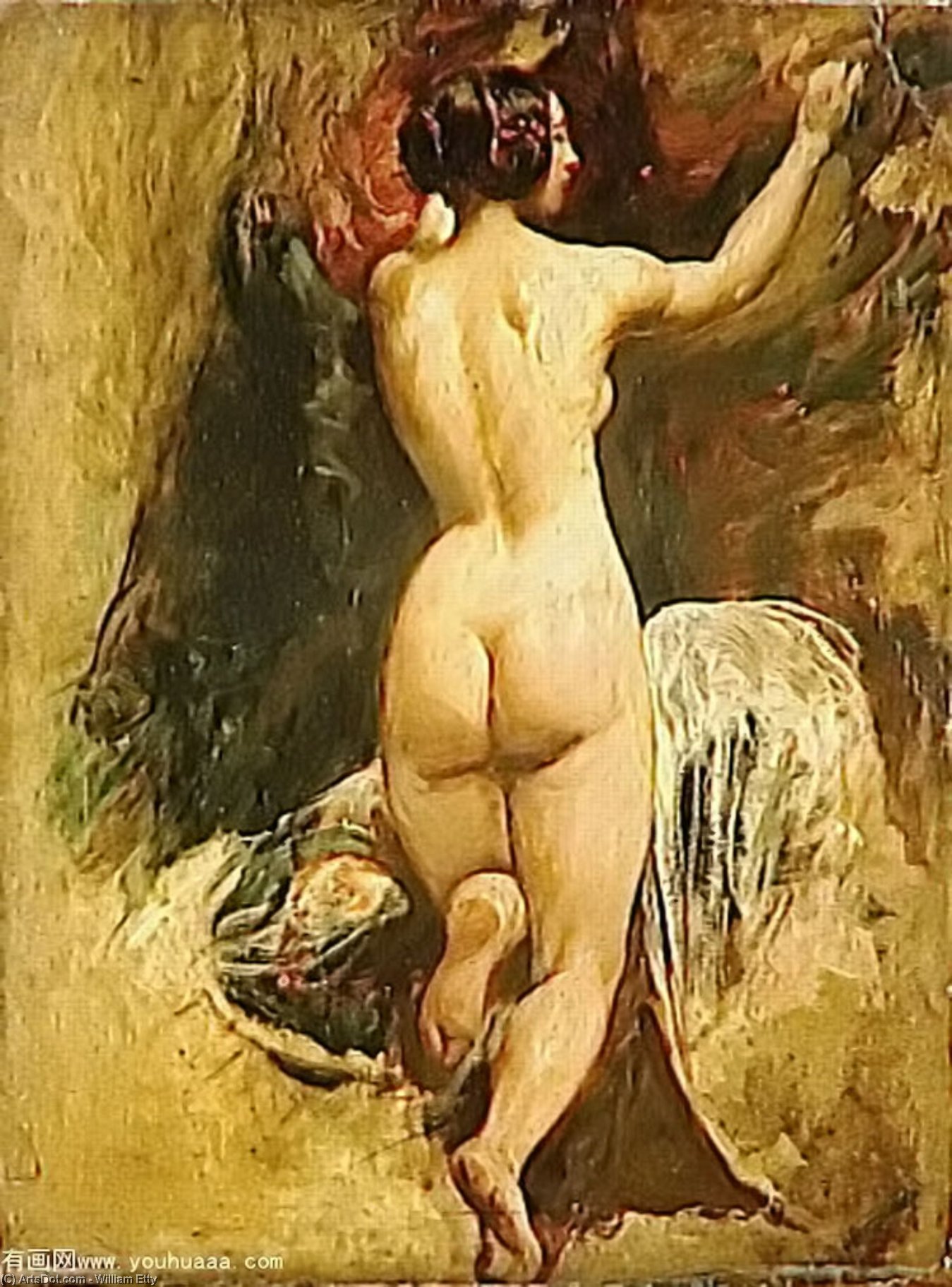 Wikioo.org - The Encyclopedia of Fine Arts - Painting, Artwork by William Etty - Nude Woman from Behind