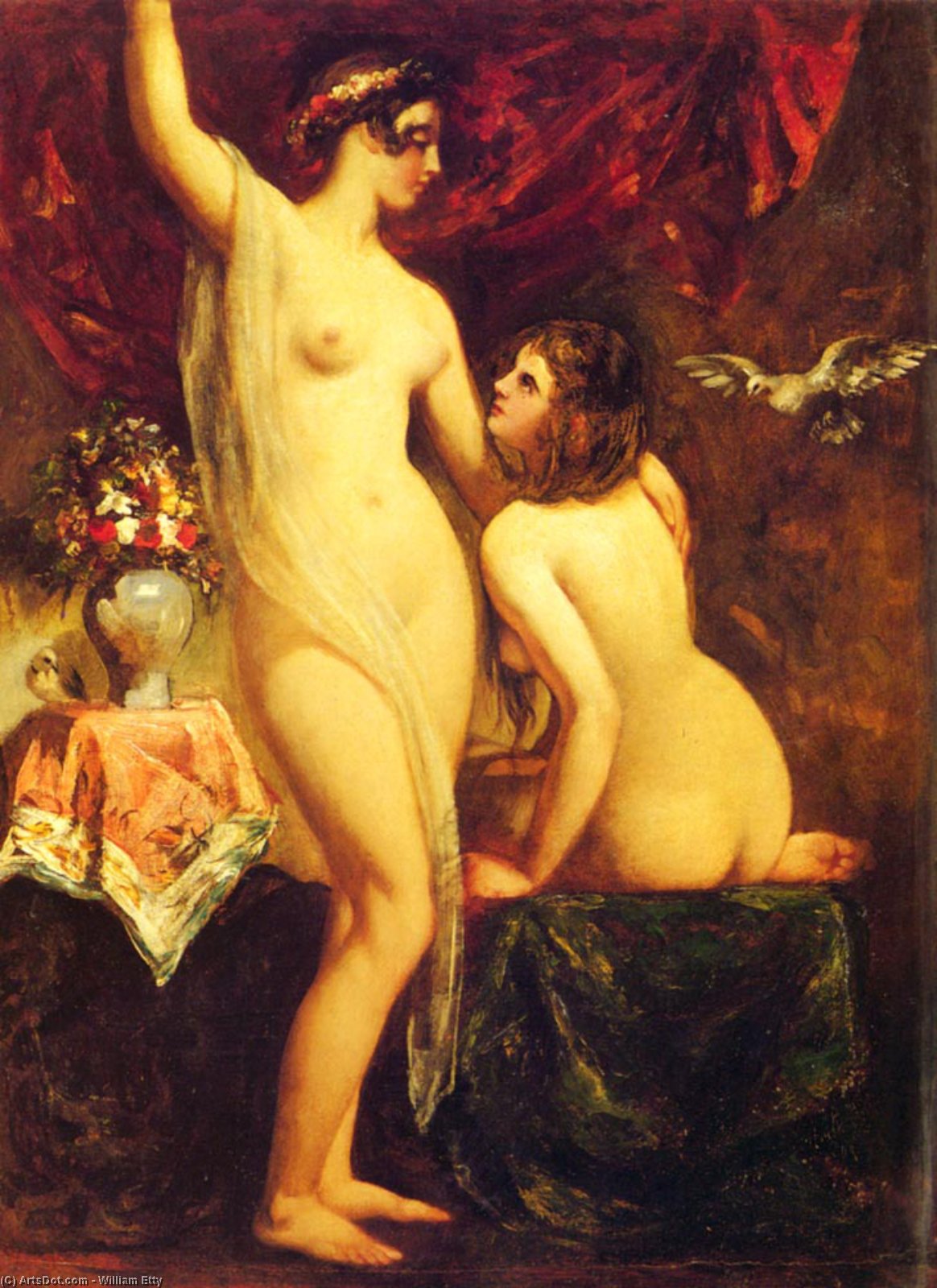 Wikioo.org - The Encyclopedia of Fine Arts - Painting, Artwork by William Etty - Two nudes in an interior