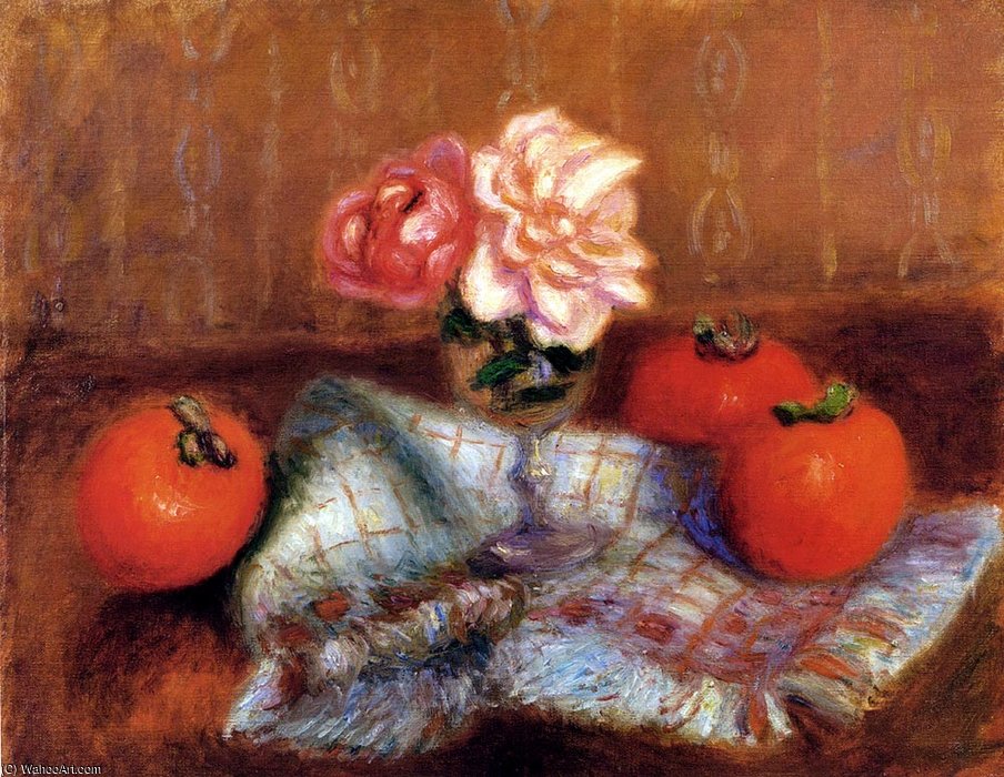 Wikioo.org - The Encyclopedia of Fine Arts - Painting, Artwork by William James Glackens - Roses and persimmons