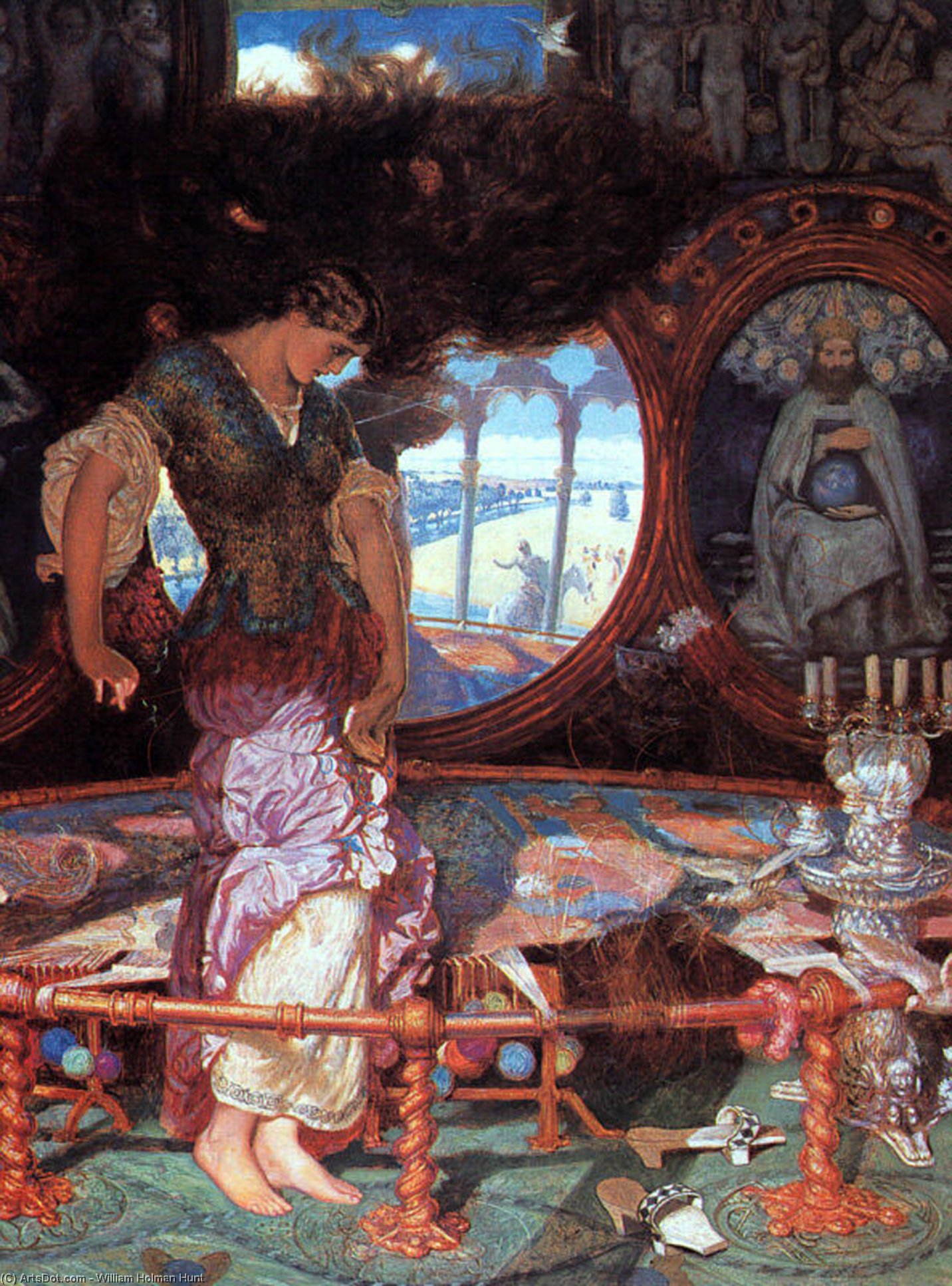 Wikioo.org - The Encyclopedia of Fine Arts - Painting, Artwork by William Holman Hunt - The Lady of Shalott