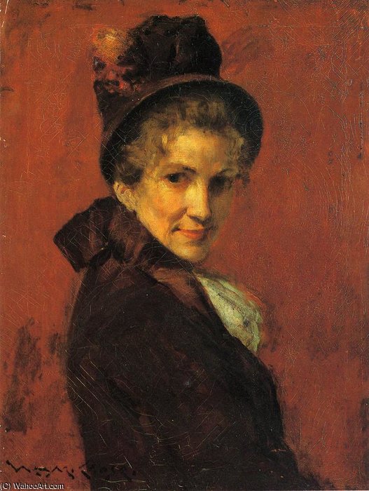 Wikioo.org - The Encyclopedia of Fine Arts - Painting, Artwork by William Merritt Chase - Portrait of a Woman (black bonnet)