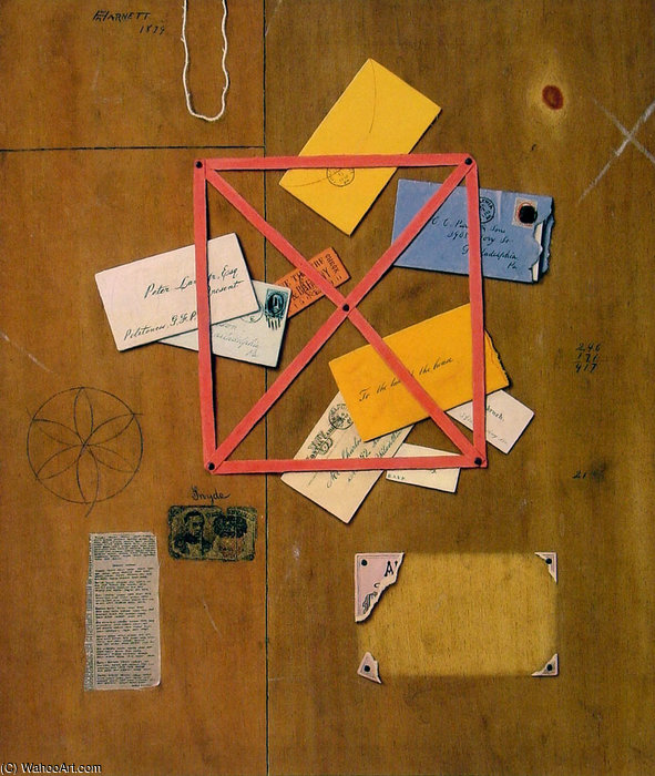 Wikioo.org - The Encyclopedia of Fine Arts - Painting, Artwork by William Michael Harnett - The Artists Letter-Rack